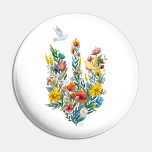 Ukrainian Floral Trident Pin