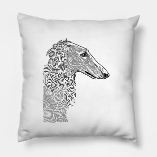 Borzoi portrait blackwork flash design Pillow