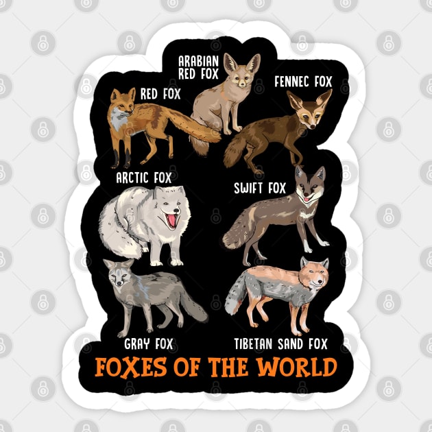 Foxes Of The World Funny Fox Stuff Animals Educational Gifts - Foxes Of The  World - Sticker