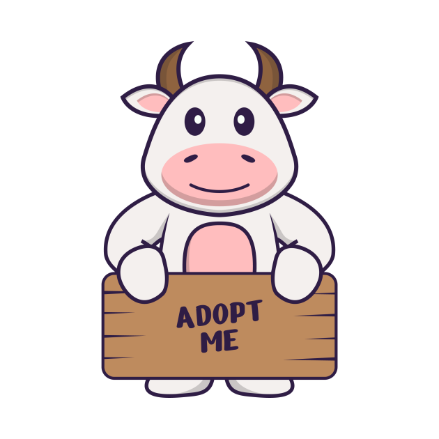 Cute cow holding a poster Adopt me - Adopt Me - Pin | TeePublic