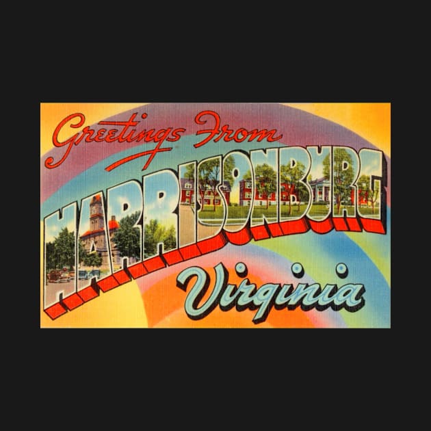 Greetings from Harrisonburg Virginia - Vintage Large Letter Postcard by Naves