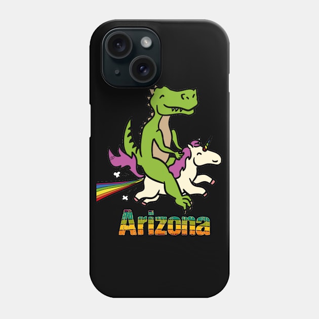 Arizona TShirt Gift Dinosaur riding Unicorn T Rex Kids Boy Girl Teen Baby Cute Funny Rainbow Cool Phone Case by Argosy