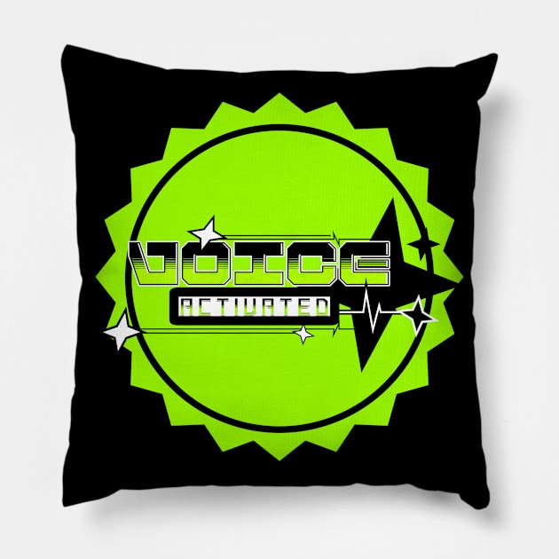 VOICE ACTIVATED - RETRO 80S -  NEON DISCOUNT STICKER STYLE Pillow by Off the Page