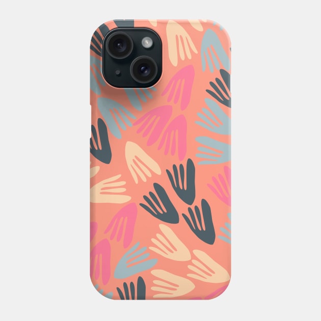 Lively Cutout Pattern in Steel Blue, Hot Pink, and Apricot Coral Phone Case by KierkegaardDesignStudio