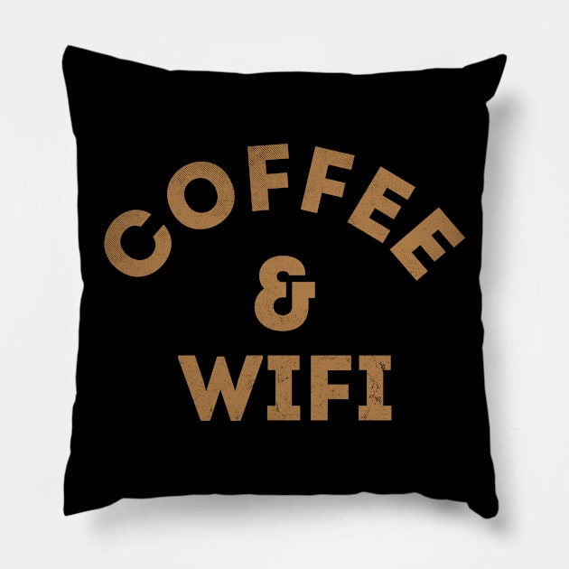 Coffee & Wifi Pillow by cowyark rubbark