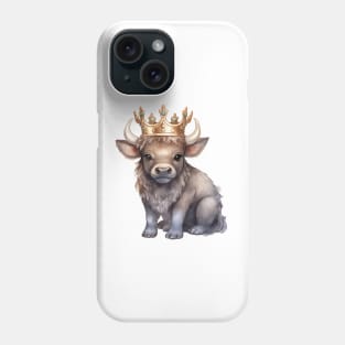 Watercolor African Cape Buffalo Wearing a Crown Phone Case
