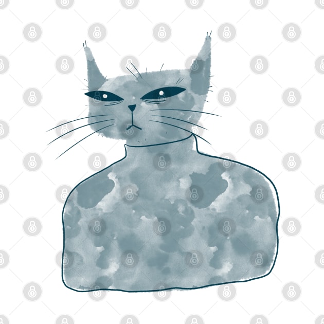 Cute and confused gray alien cat by iulistration