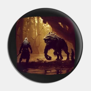 Fighting Monsters - Fantasy - Witcher Pin