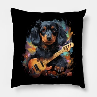 Dachshund Playing Guitar Pillow