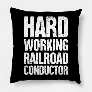 Retro Vintage Rail Crew Railroad Train Conductor Pillow