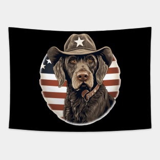 Patriotic German Wirehaired Pointer Tapestry