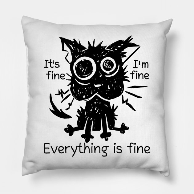 Stressed cat funny Pillow by FunSillyShop