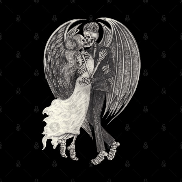 Angels and demons skeletons in love. by Jiewsurreal