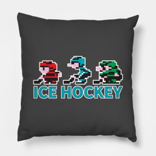 8-bit Ice Hockey Guys for Dark T-Shirts Pillow