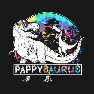 Pappy Saurus Funny Dino Tie Dye Bandana Father's Day T-Shirt