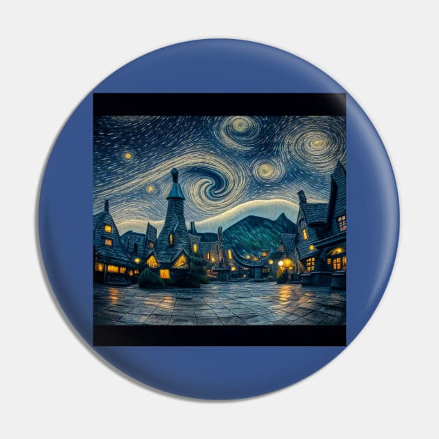 Starry Night Over Hogsmeade Village Pin by Grassroots Green