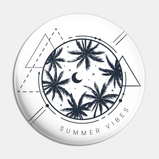Palms And The Moon. Summer Vibes. Geometric Style Pin