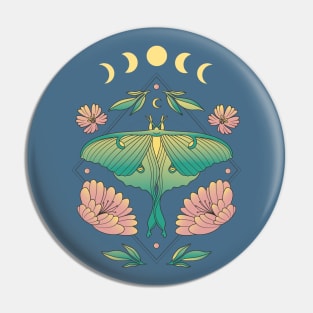 Fairycore Floral Butterfly Moth Moon Phases Pin