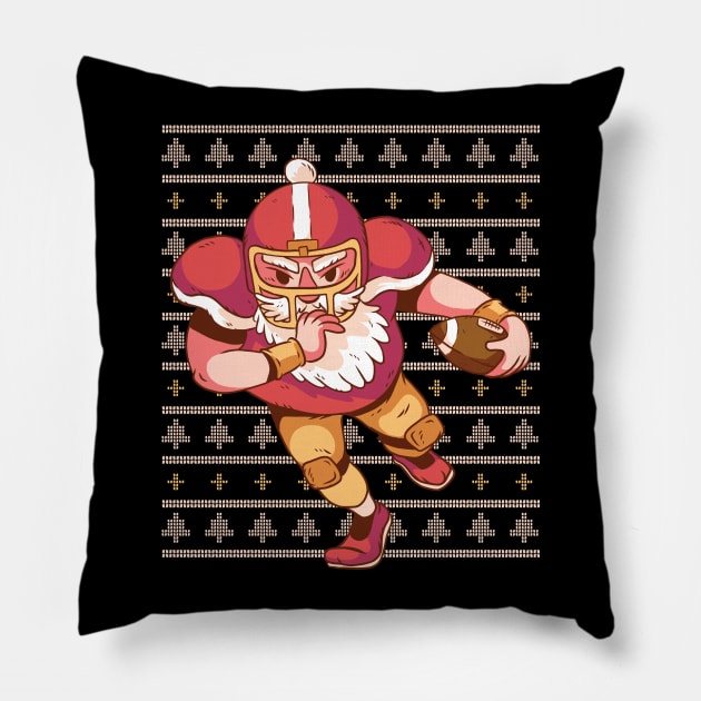Father Christmas Playing football Pillow by madeinchorley