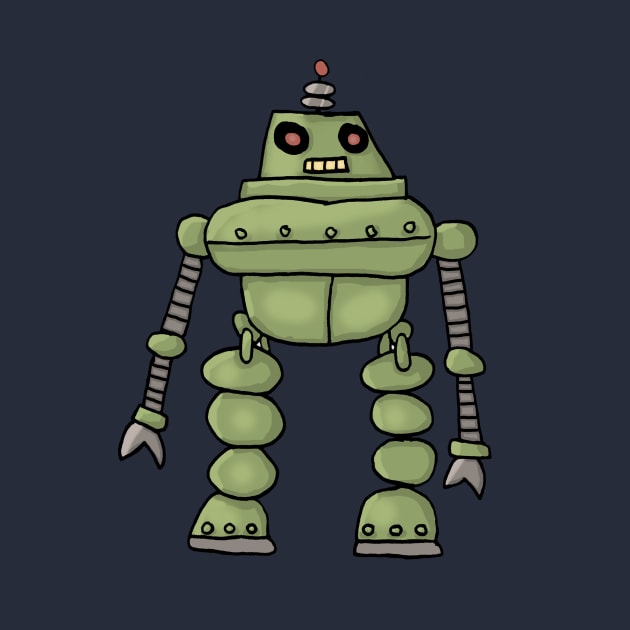 Big Green Retro Robot by M. Scowen Art