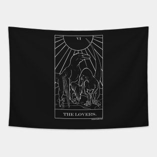 Lovers dinosaur velociraptor tarot Tapestry