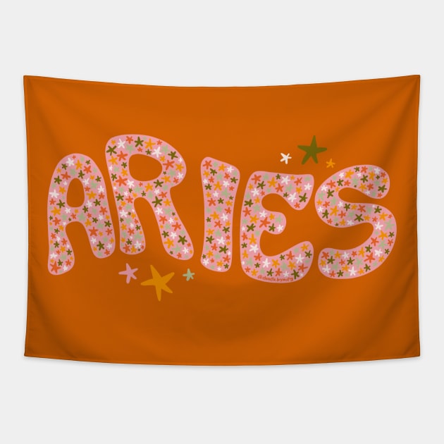 Starry Aries Tapestry by Doodle by Meg