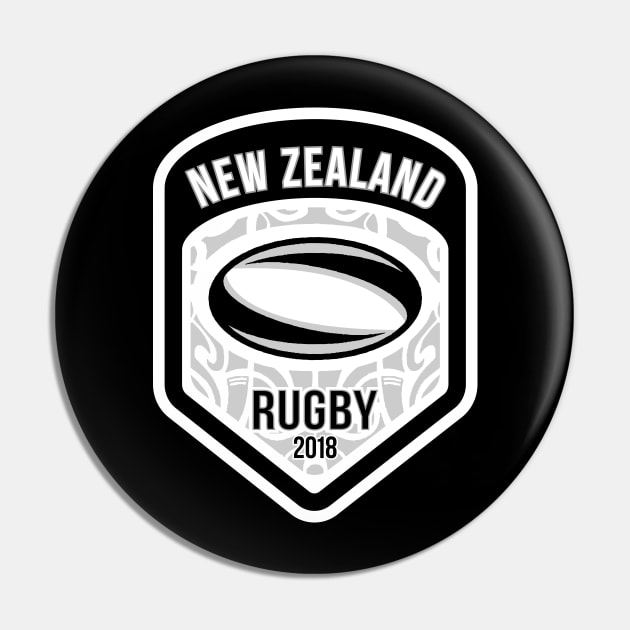 New Zealand Rugby with Maori Back Design Pin by CR8ART