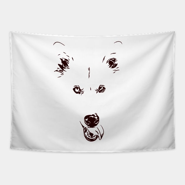 Husky Dog Line Art Tapestry by sarelitay