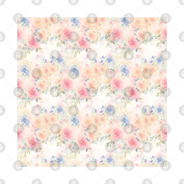 Watercolor Wild Colorful Roses Background by Victoria's Store