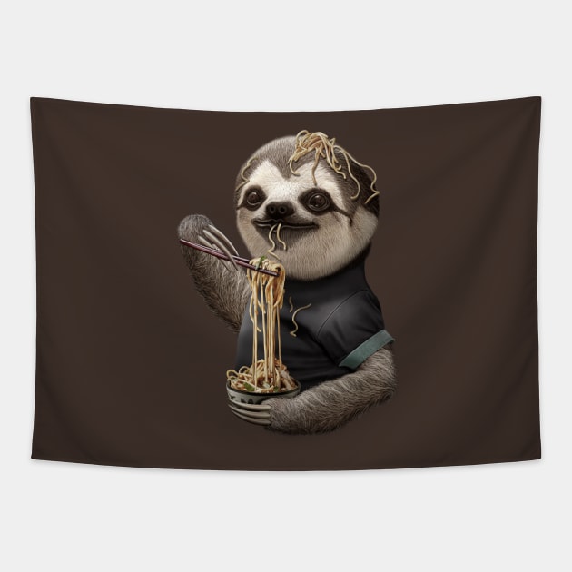 SLOTH EATING NOODLE Tapestry by ADAMLAWLESS