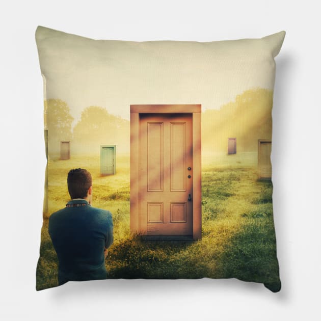 choosing door Pillow by 1STunningArt