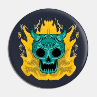 simple skull with flame Pin