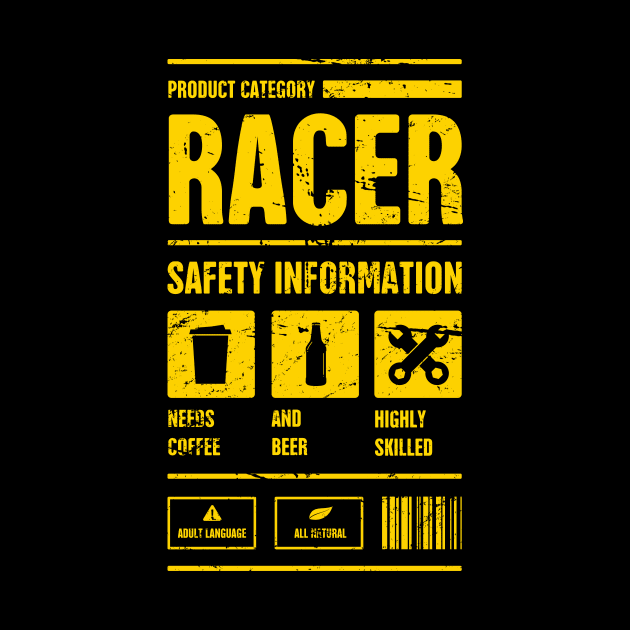 Funny Racer Safety Information | Race Car Gift by MeatMan