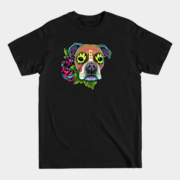 Disover Boxer in White Fawn - Day of the Dead Sugar Skull Dog - Boxer Dog - T-Shirt