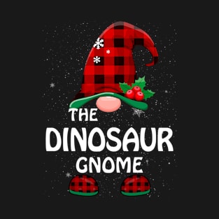 Dinosaur Gnome Buffalo Plaid Matching Family Christmas Funny Pajama T-Shirt