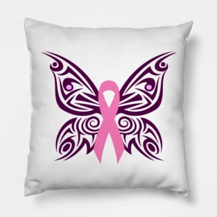 Breast Cancer Awareness Butterfly Pillow