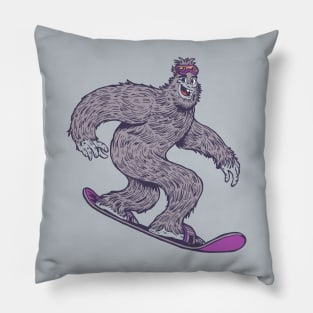 Funny Snowboarding Sasquatch Yeti Pillow