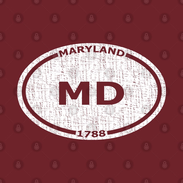 Maryland 1788 Oval Sticker Style - Distressed by Webdango