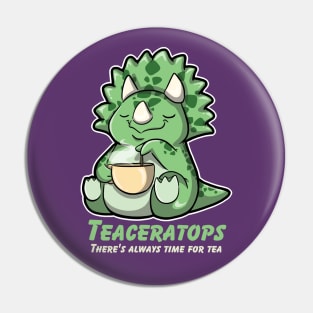 Cute Little Triceratops drinking a cup of tea Pin