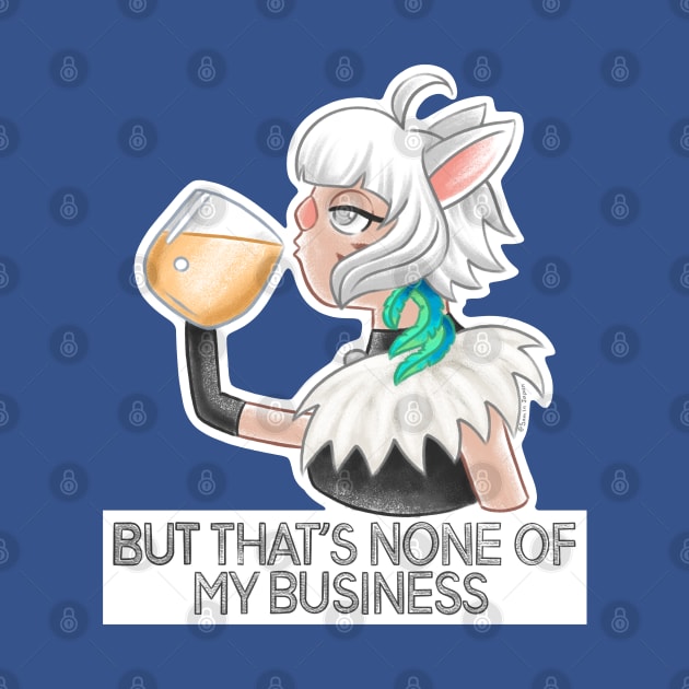 Y'shtola Rhul from FF14 as Kermit the Frog Meme sipping tea - But that's none of my business by SamInJapan