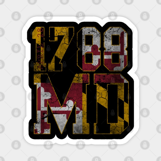 Maryland 1788 Flag Vintage Fade Magnet by E