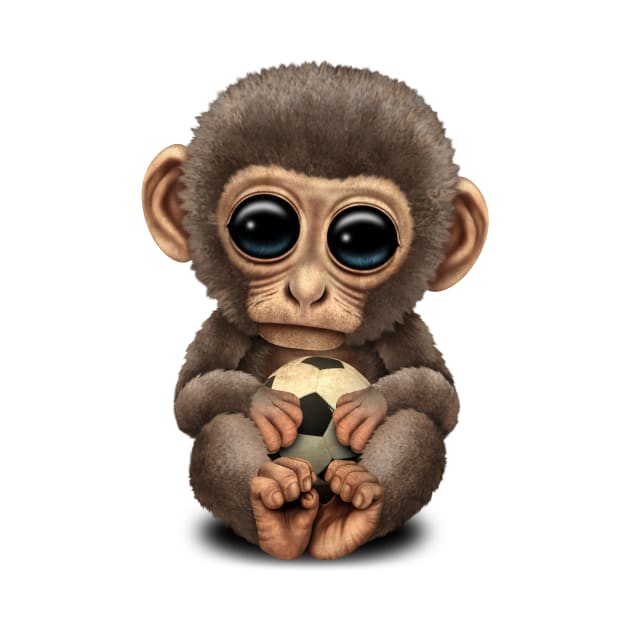 Cute Baby Monkey With Football Soccer Ball by jeffbartels