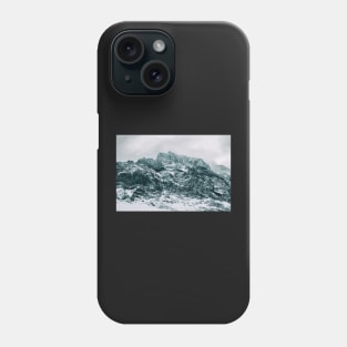 Closeup of Dramatic Snow-Covered Mountain Peak in Norway Phone Case