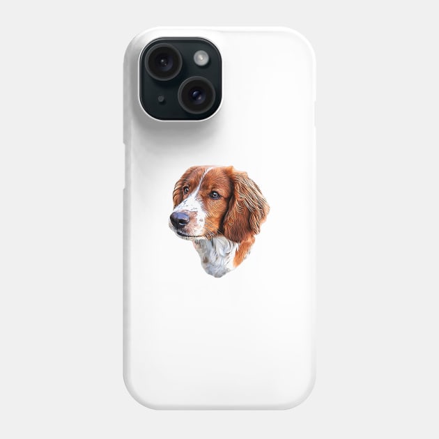 Welsh Springer Spaniel Dog Head Art Phone Case by ElegantCat