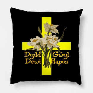 St Davids Day Daffodils And Cross Pillow