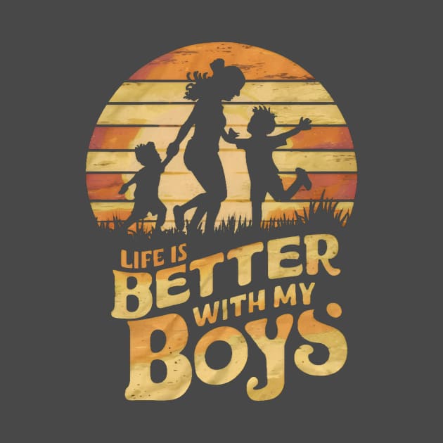 Mom of boys vintage by Humor Me tees.