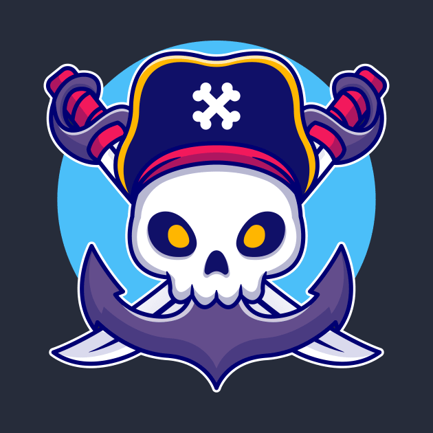 Pirate Skull With Anchor Cartoon by Catalyst Labs