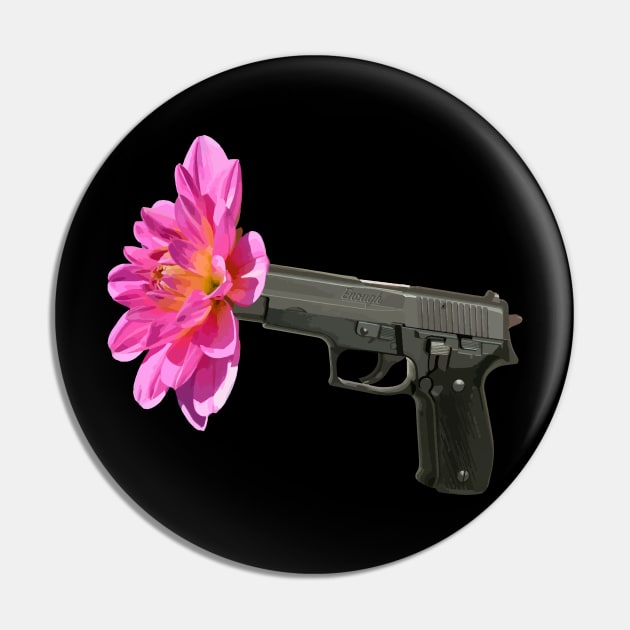 Enough Flower Gun - Anti Gun Violence - "Enough" Engraving Pin by ChateauDeNuage