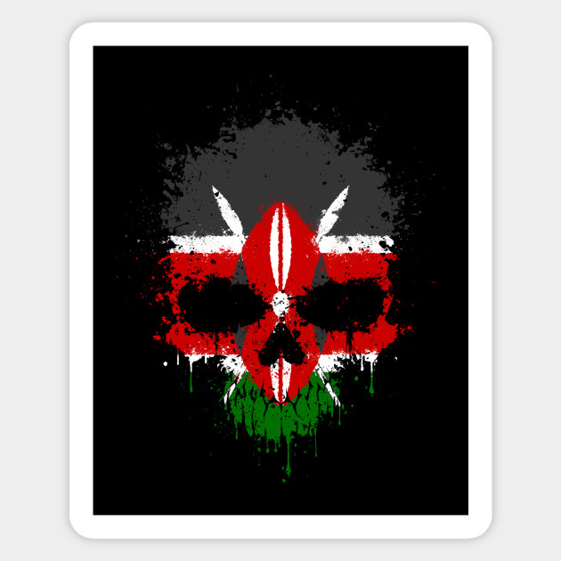 Chaotic Kenyan Flag Splatter Skull