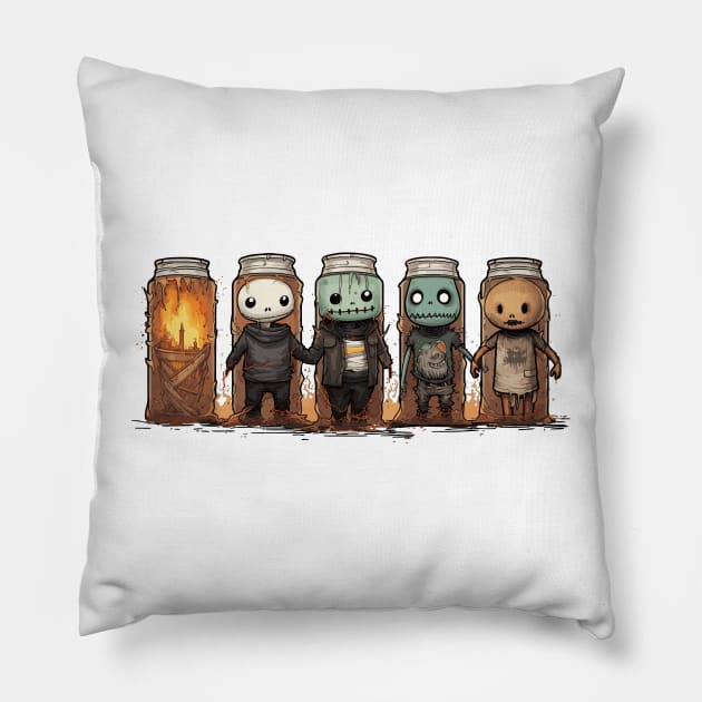 Creepy Cute Monsters in a Jar Pillow by Retroprints